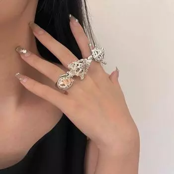 Кольцо женское с имитацией жемчуга, металлические аксессуары в стиле океана, наборное кольцо с жемчугом для женщин style A