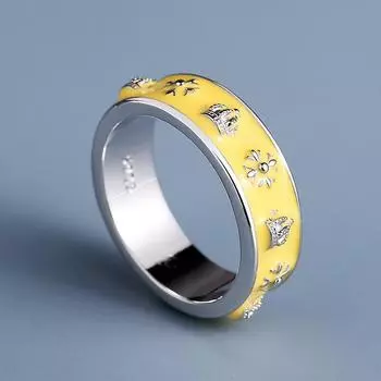 Кольцо женское в стиле ретро-эмали в европейском и американском дворце с трехмерным узором в виде короны, литературное кольцо с изображением личности No. 6