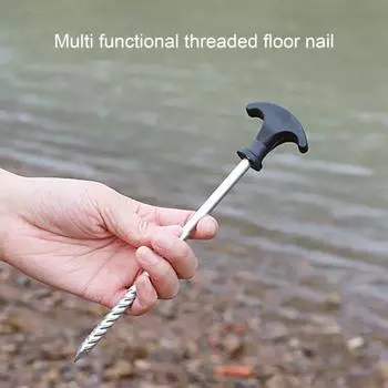 Кол для палатки для кемпинга, прочный несущий утолщенный ветрозащитный кол из оцинкованного железа, ударопрочность, кол для навеса для кемпинга и сада на открытом воздухе чёрный