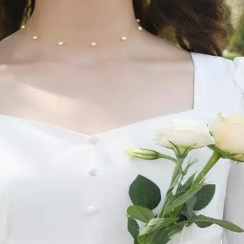 Колье-цепочка на ключицу из натурального пресноводного жемчуга, ожерелье из невидимой рыбьей нити, ручное плетение, простое и персонализированное для девочек 40cm