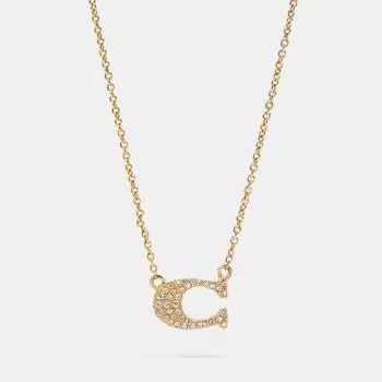 Колье Coach Pave Signature, золотистый