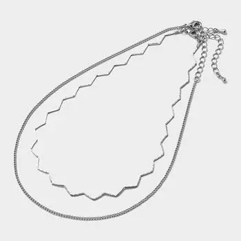 Колье GU by Uniqlo с волнами и цепочкой