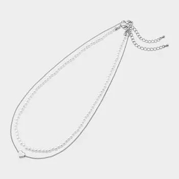 Колье GU by Uniqlo с жемчужным узором в форме сердца