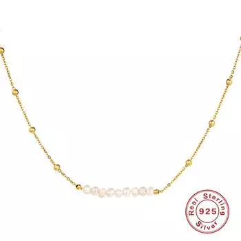 Колье из серебра 925 пробы с барочным жемчугом особой формы, темпераментное персонализированное колье с позолотой K, аксессуары класса люкс 925 Silver золотой