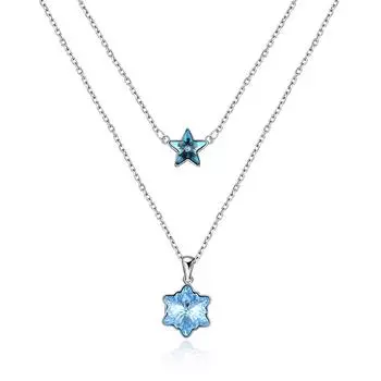 Колье из стерлингового серебра со звездами и снежинками