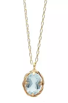Колье из желтого золота K10 с аквамарином L&CO 63-7852