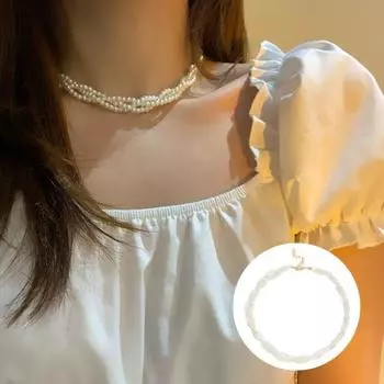 Колье-колье Элегантное ожерелье из искусственного жемчуга Многослойное ювелирное ожерелье