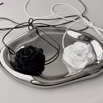 Колье-колье, ожерелье с цветком розы, регулируемая цепочка, модные украшения, романтический подарок для девочек для женщин, вечеринка, свадьба 41-50cm чёрный