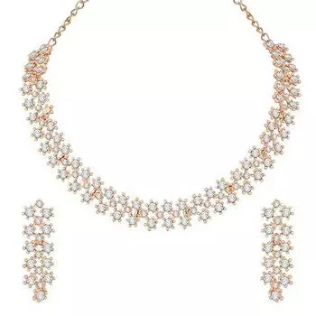 Колье с бриллиантами White Stones/AD и серьгами - комплект украшений для женщин, девочек, лучшие костюмы для вечеринок, свадеб и праздничных случаев