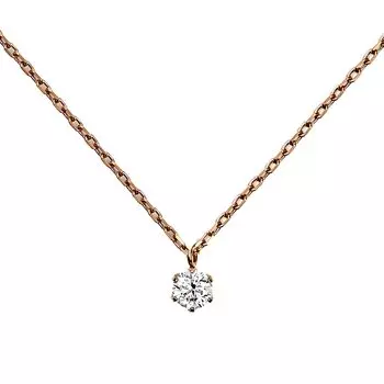 Колье с муассанитом для одинарной розовой коробки из нержавеющей стали [Лабораторный бриллиант] Женское, Камень, 316L, 0,25 карата, Золото, Аксессуар, [Подарочный набор]