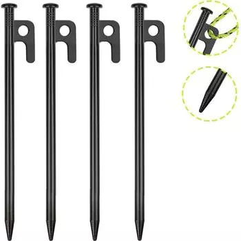 Колья для палаток Сверхмощные металлические колышки для палаток для кемпинга Стальные колышки для палатокНебьющиеся и негибкие черные 1pcs