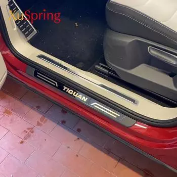 Кол-во(4) Для VW Tiguan Mk2 Allspace 2016-2023, внешняя накладка на порог автомобиля, накладка на порог, педаль приветствия, автомобильные аксессуары