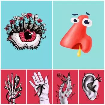 Колдовство Глаз Нос Искусство Рука Монстр Плакат Абстрактная Настенная Картина на Холсте Эстамп Настенная Живопись Для Гостиной 21cm30cm NoFrame