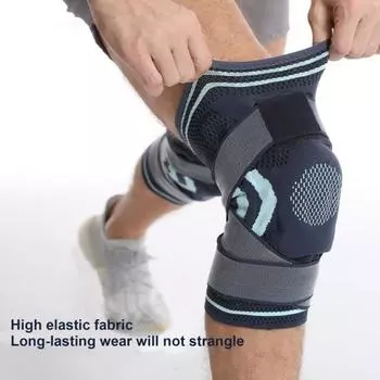 Коленный бандаж, компрессионные рукава, обертывания от боли в колене для разрыва мениска, артрита, стабилизатор надколенника, фитнеса, езды на велосипеде, эластичная поддержка колена M черный серый