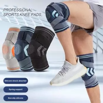 Коленный бандаж, компрессионные рукава, обертывания от боли в колене для разрыва мениска, артрита, стабилизатор надколенника, фитнеса, езды на велосипеде, эластичная поддержка колена M черный серый