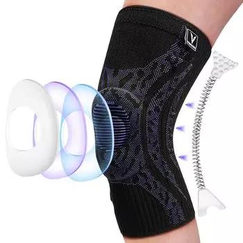 Коленный мениск для большого тонкого пружинного геля надколенника, наколенник с высокой травмой колена для левого и правого колена, ежедневный черный, поддержка, спорт, размер,