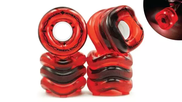 Колеса для скейтборда Shark Wheel 78a Firefly прозрачные красные и красные 60 мм, - легкие.