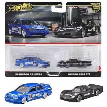 Колеса Hot Wheels) Премиум 2 комплекта nissan R390 GT1/ 94 nissan primera игрушечные машинки мини-машинки от 3 лет синий/черный HRR74