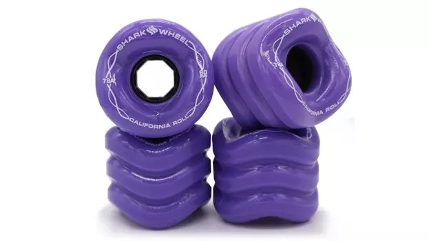 Колеса Shark Wheel 60 мм 78a для скейтборда, круизные колеса California Roll, фиолетовые, набор из 4 шт. фиолетовый
