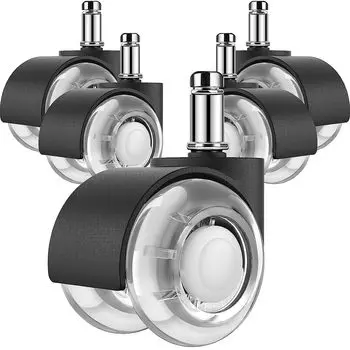 Колесики для офисного стула, набор из 5 двойных роликов диаметром 2 дюйма, сменное колесо для компьютерного стула с двумя шарикоподшипниками, сверхпрочные резиновые ролики