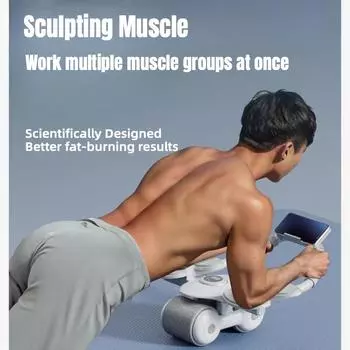 Колесо для пресса с автоматическим отскоком, двойной локтевой упор, сгибание мышц живота, упражнения для пресса, фитнес-оборудование для домашнего использования, фитнес-оборудование для мужчин и женщин серый