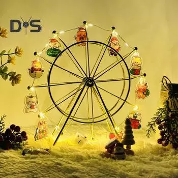 Колесо обозрения, металлическое вращающееся светодиодное колесо обозрения, ночник, светящаяся настольная фигурка для рождественского декора книжной полки офиса золотистый