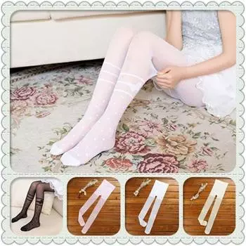 Колготки для девочек, эластичные узкие колготки, хлопковые колготки в горошек, белые, черные колготки, носки до бедра, осенне-весенние чулки для детей S чёрный