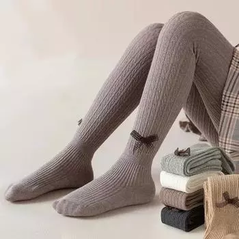 Колготки для девочек, детская одежда, весна-осень, бант, дизайн, детские колготки для девочек, чулки, леггинсы для малышей, возраст 1-10 лет S темно серый