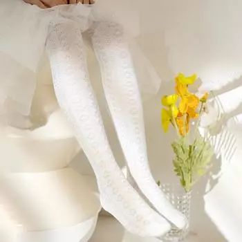 Колготки для девочек летние тонкие дышащие детские леггинсы L белый