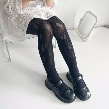 Колготки для девочек, летние тонкие колготки для детей, кружевные колготки принцессы для маленьких девочек, дышащие сетчатые носки для детей 0–12 лет S бежевый