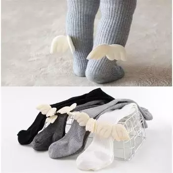 Колготки для девочек на шнурке с крыльями ангела, весна и осень, тонкие детские колготки из хлопка с ПП-покрытием для малышей и малышек 18-206-12months белый