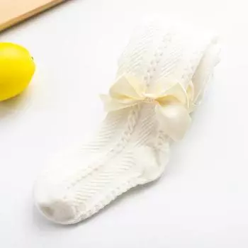 Колготки для младенцев, новорожденных и малышей от 0 до 4 лет, хлопковые колготки для малышей, весна-осень, колготки для девочек, красивая сетка с бантом 0 to 6M