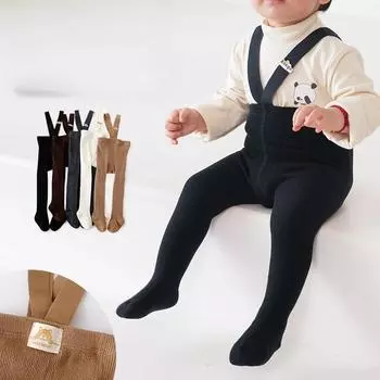 Колготки для новорожденных мальчиков и девочек, однотонные, с высокой талией, ребристые, обтягивающие, детские, весна-осень, леггинсы на бретелях S белый