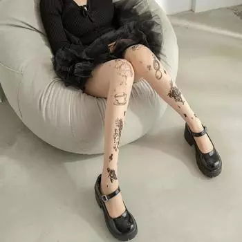 Колготки JK Lolita для девочек с татуировкой Y2k, чулки до бедра для девочек, колготки, женское сексуальное женское белье, женские чулочно-носочные изделия, женские колготки, колготки