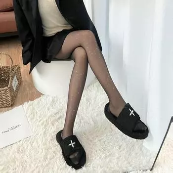 Колготки Mu Ruan Shiny Galaxy Star - ультратонкие, сексуальные и популярные женские чулки sequins чёрный