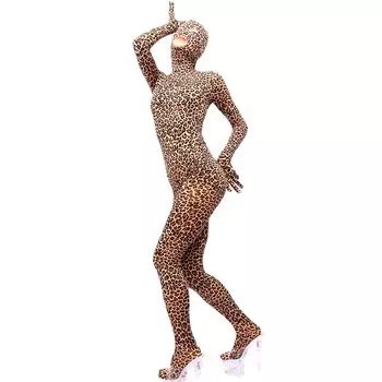 Колготки на все тело с леопардовым принтом, косплей, сексуальный комбинезон, зентай, Хэллоуин e667 [Eiza] (L)