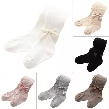 Колготки с бантом для детей от 1 до 10 лет, однотонные колготки XS