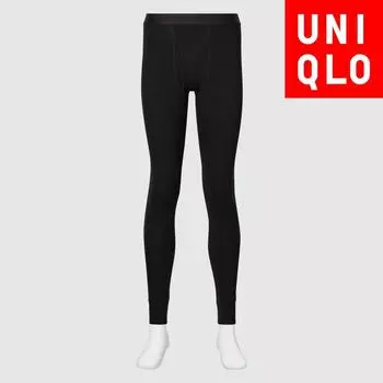 Колготки Uniqlo Japan Heattech Cotton, очень теплые, с открытой передней частью 09 BLACK/XS