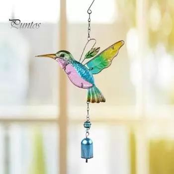 Колибри в виде садовой колокольчики с крючком, легко подвешивается, устойчив к коррозии, подвесной колокольчик для двора синий