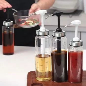 Количественная бутылка для выдавливания липкого соуса Стеклянная бутылка для растительного масла Бутылка для пресса для соуса Сироп