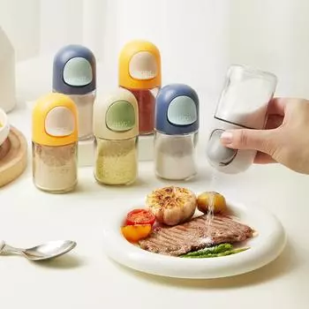 Количественный резервуар для соли, кухонный прозрачный стеклянный резервуар для приправ, влагостойкий резервуар для приправ прессового типа, резервуар для хранения соли, куриной эссенции, перца 1pc