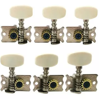 Колки 6 шт. Хромированные Колковая механика Колки для классической гитары Одинарный колковый ключ Механика для струн Детали 3 левых 3 правых Бежевый