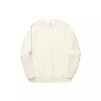 Коллаборация Li Ning x Jackie Chan Однотонный пуловер с круглым вырезом Унисекс толстовка Бумажно-белый AWDT667-1 3XL