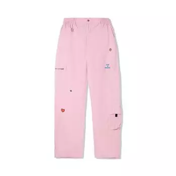 Коллаборация Li Ning X Taka Sha Письмо Средняя посадка Дышащие Универсальные Прямые Повседневные Брюки Женский низ Светло-розовый AKXV340-3 L