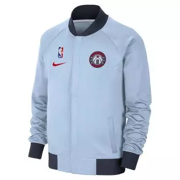 Коллаборация Nike X NBA Сезон 23-24 Вашингтон Уизардс Куртка мужская модная повседневная с воротником-стойкой Синяя FV9993-407 M