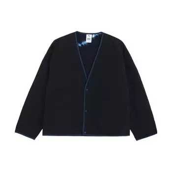 Коллаборация Puma X Blue Blue Japan FW23 Куртка унисекс из текстурированной ткани, окрашенной индиго, с накладным карманом, однобортная, с V-образным вырезом, темно-синяя 625792-16 XS