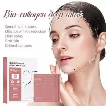 Коллагеновая глубокая маска, 4 шт., биоколлагеновая маска на ночь, коллагеновая маска, увлажняющая и отбеливающая, 10 мл розовый
