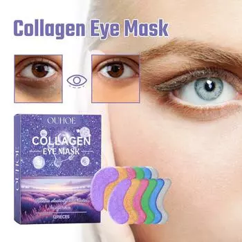 Коллагеновая маска для глаз, осветляющая темные круги и тонкие линии, маска для глаз, укрепляющие патчи для кожи вокруг глаз 12pcs