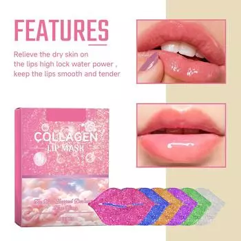 Коллагеновая маска для губ для осветления морщин вокруг губ, увлажнения и смягчения губ, удаления омертвевших клеток кожи и предотвращения жирности белый