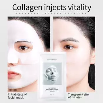 Коллагеновая маска для лица для увлажнения, увлажнения, укрепления и увлажнения Маска для лица для ежедневного увлажнения 20 мл One Size белый